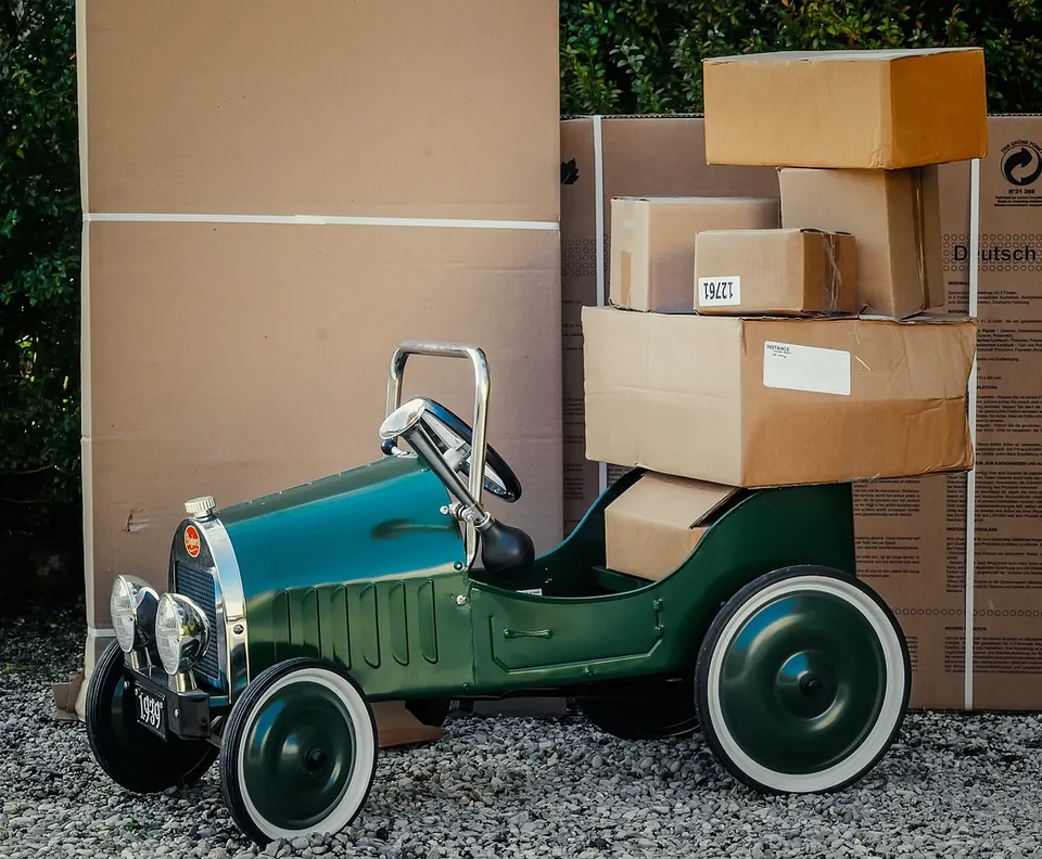 Stacked shipping boxes ready for delivery