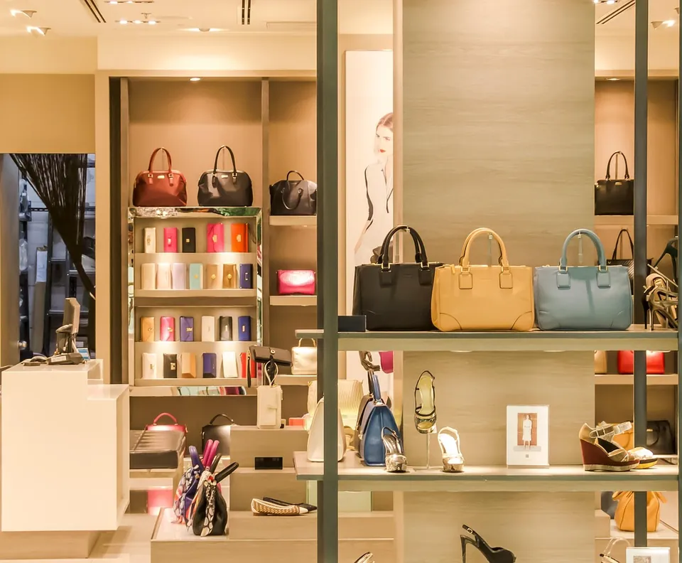 Boutique store with bags and shoes on display