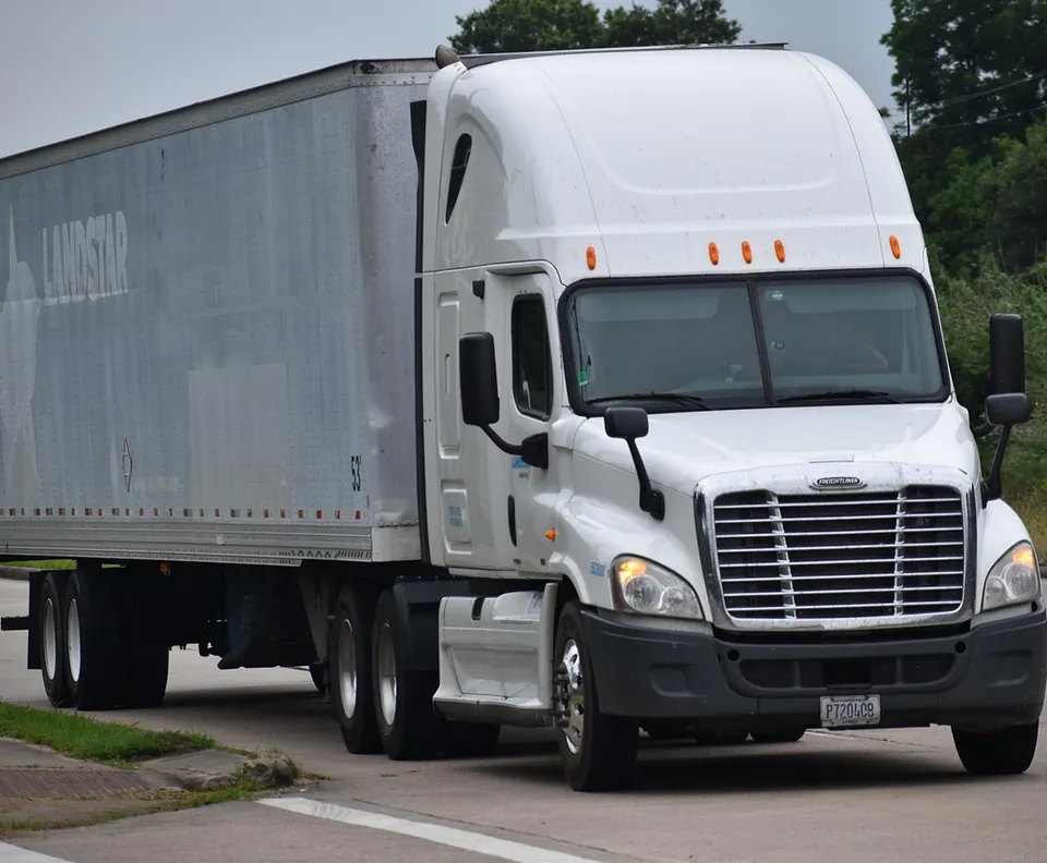 Semi truck with a box trailer