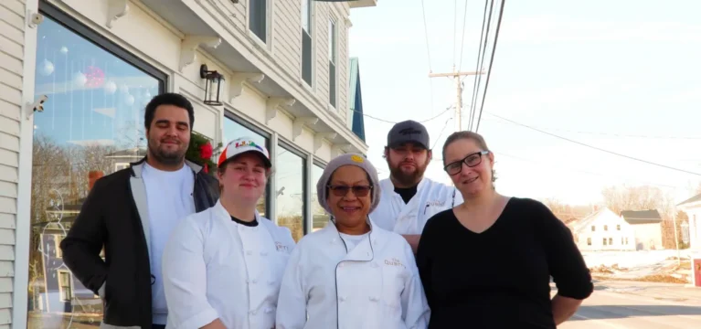 Chef Lulu Ranta and her team outside The Quarry in Monson, Maine