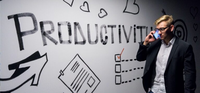 Productivity man on phone