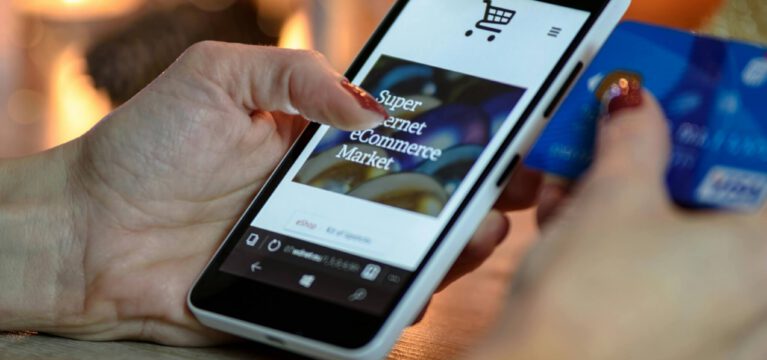 phone showing e-commerce store